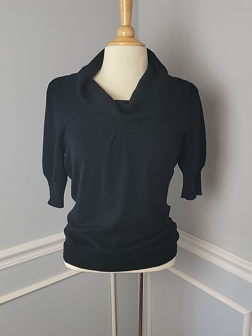 INC INTERNATIONAL CONCEPTS Black Cowl Neck Short Sleeve Career Casual Sweater M‎